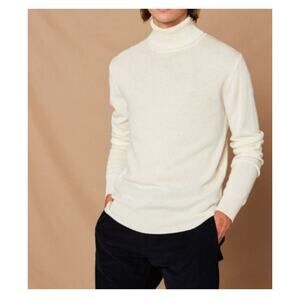 Hartford Men's Cream Wool Cashmere Roll Neck Jumper Size XL